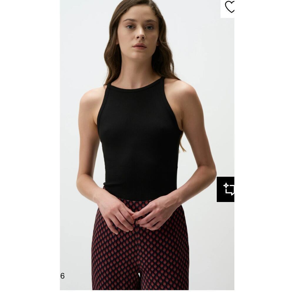 Jimmy Key Black Ribbed Crop Tank Size Small